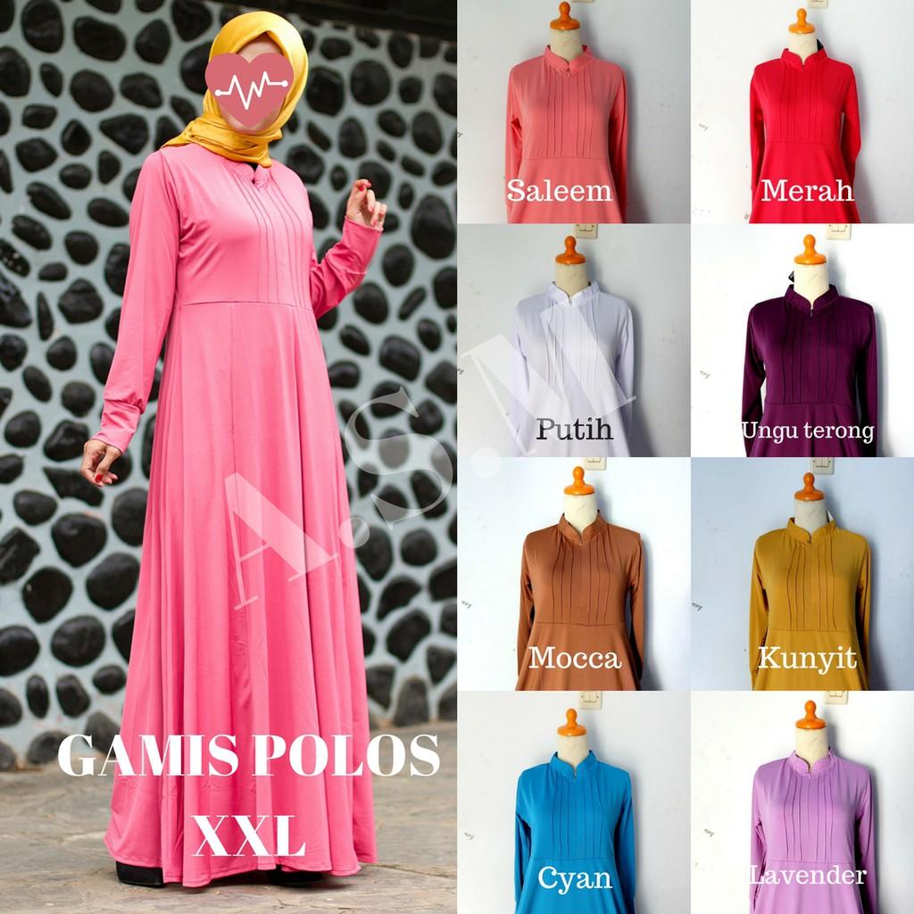 GAMIS POLOS JERSEY PAYUNG UKURAN JUMBO XXL TERMURAH (1KG = 2PCS) HITAM