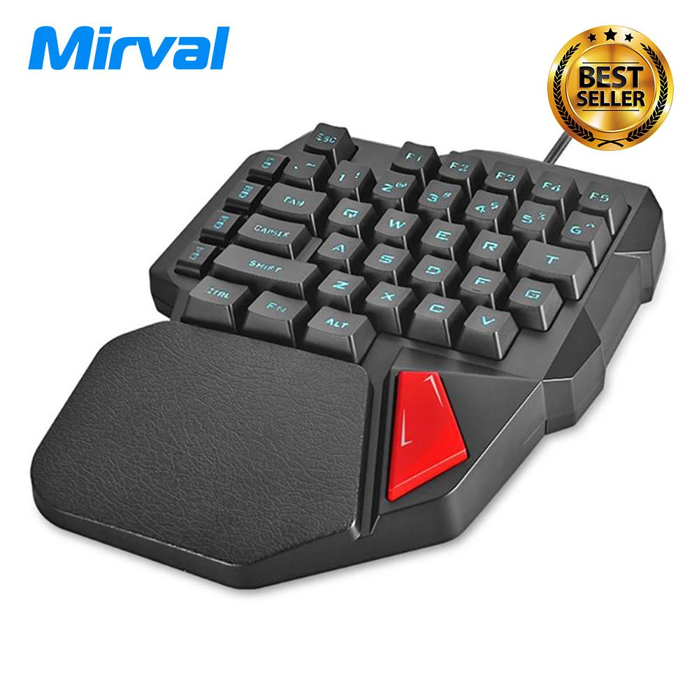 Mirval K108 Kabel 3 Warna LED Backlit 38 Tombol Gamer Keypad Ergonomis USB Diterangi Satu Tangan Game Keyboard untuk Pubg OW-Intl