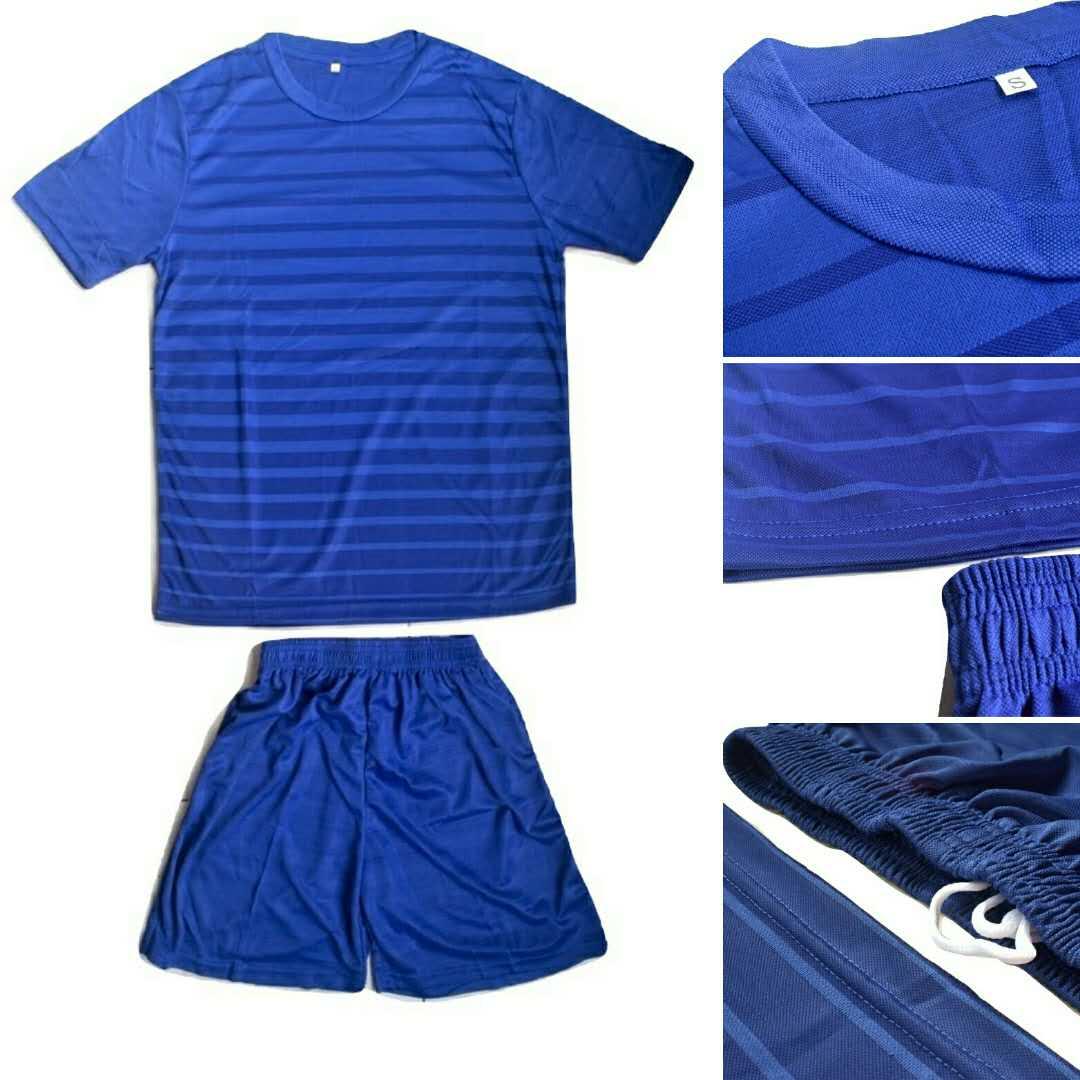 BIRU P046# Setelan Jersey Stelan olahraga Training futsal sepakbola Polos Import