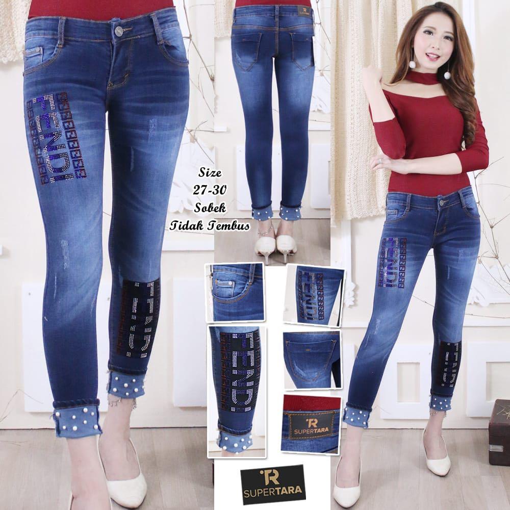 PiORIES - Celana Jeans Wanita Motif .- Sofjeans Steak Balik Mutiara