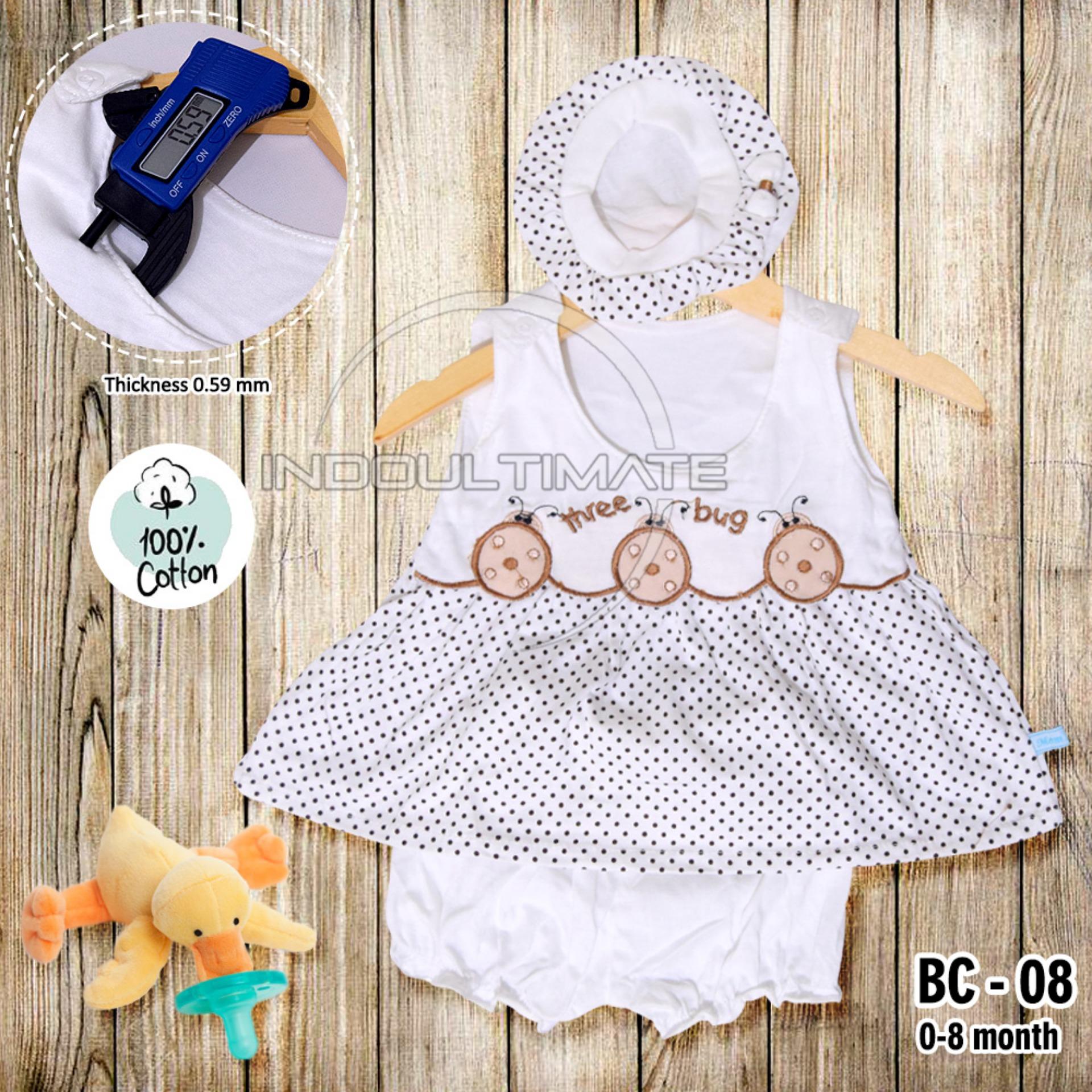BABY LEON Setelan Baju Baby Cewek / Pakaian Baby Cewek / BY BC-08 BAJU BABY CEWEK SATU SET + TOPI (Random)