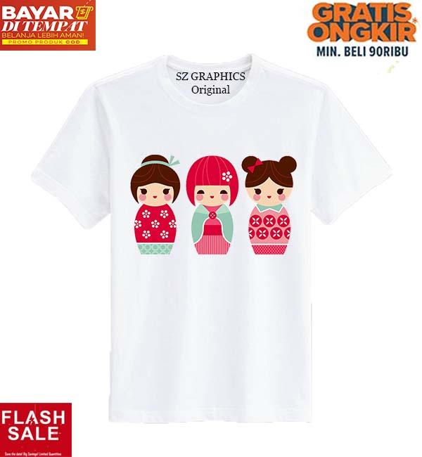 Sz Graphics 3 Sisters T Shirt Wanita Kaos Wanita T Shirt Fashion Wanita T Shirt Kaos Distro Wanita-Putih