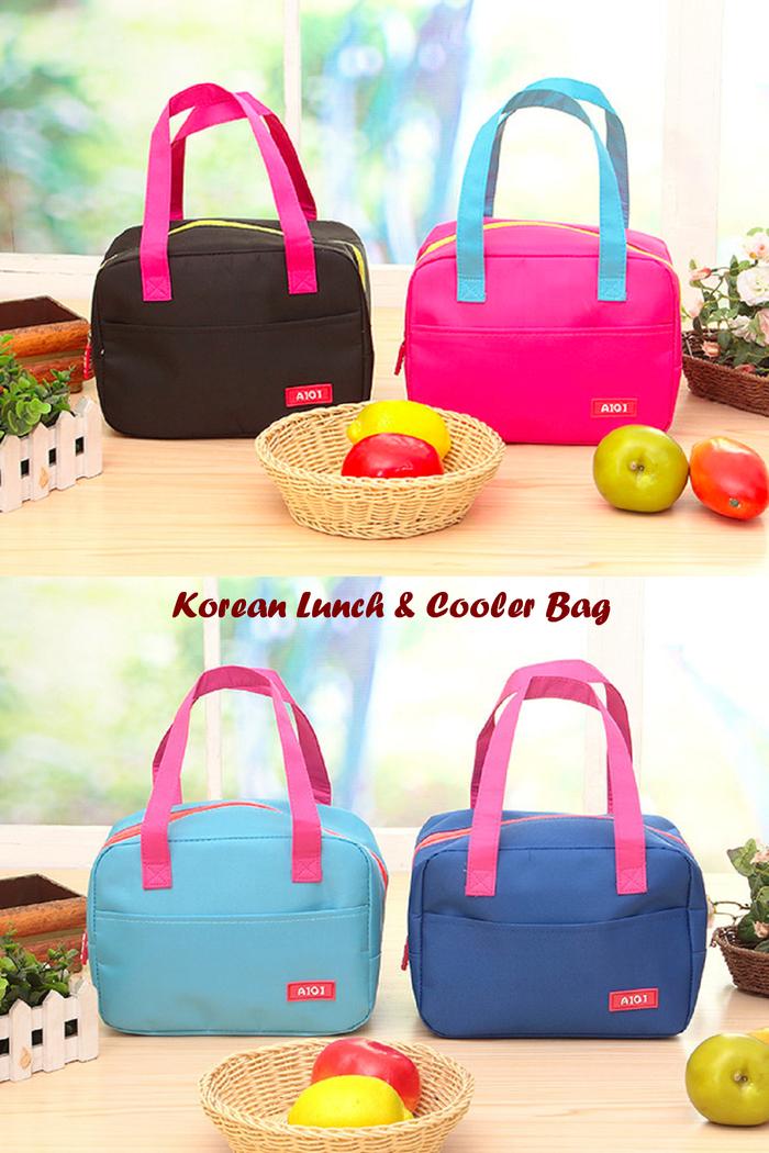 New Korean Lunch & Cooler Bag (Tas dgn lapisan penahan panas/dingin) / tas tempat makanan anak / tas tempat makanan hangat / tas tempat makanan bayi / tas tempat makan tali kur / jual tas tempat makanan / tas tempat makan lazada