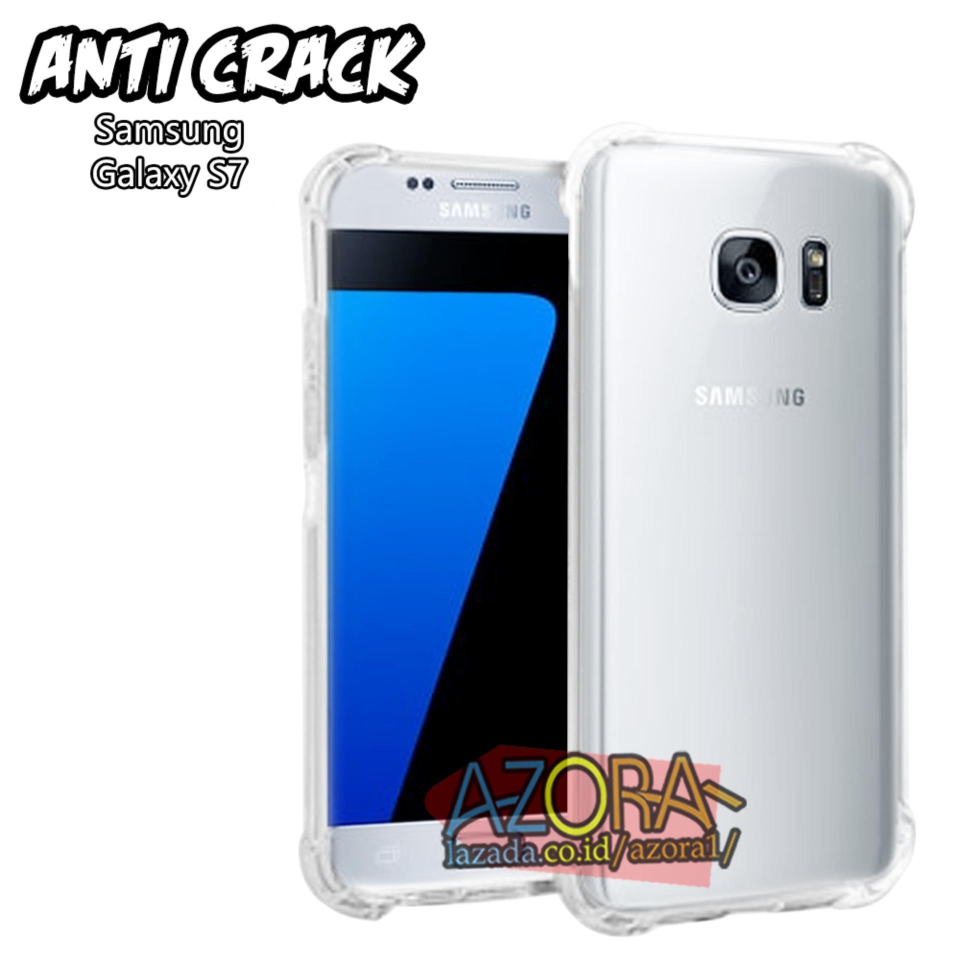 Case Anti Crack Samsung Galaxy S7 Flat Biasa Ultra Thin Anti Shock Jelly Silikon Shockproof Softcase Azora - Bening