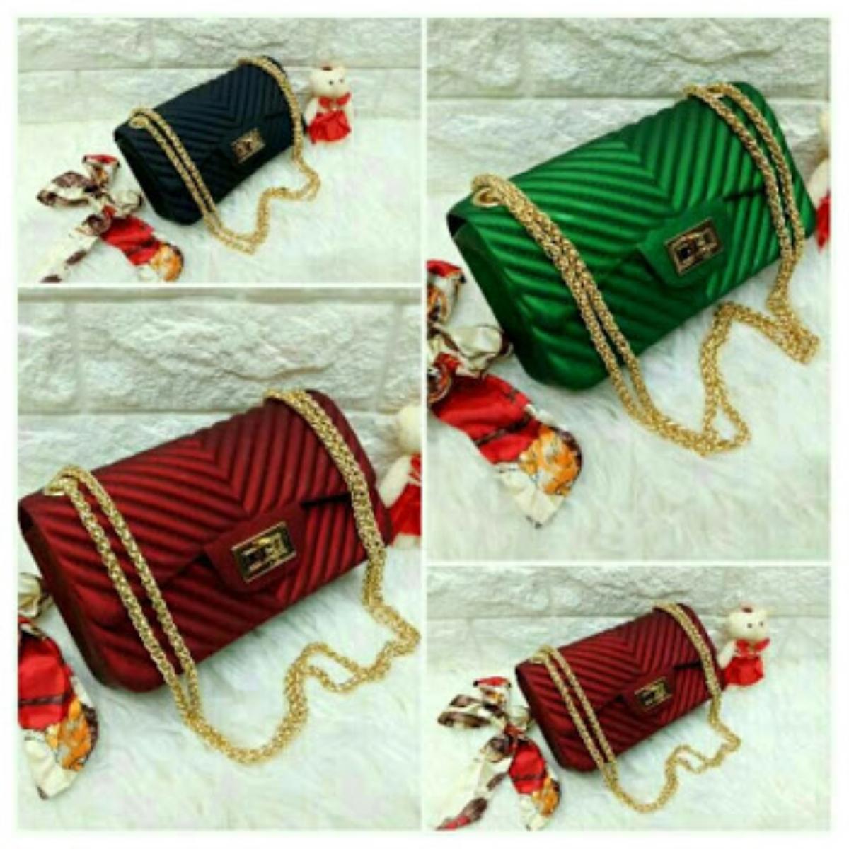 tas jelly matte chevron 22cm jely cantik import jeli ukuran sedang bukan kecil bisa bayar di tempat