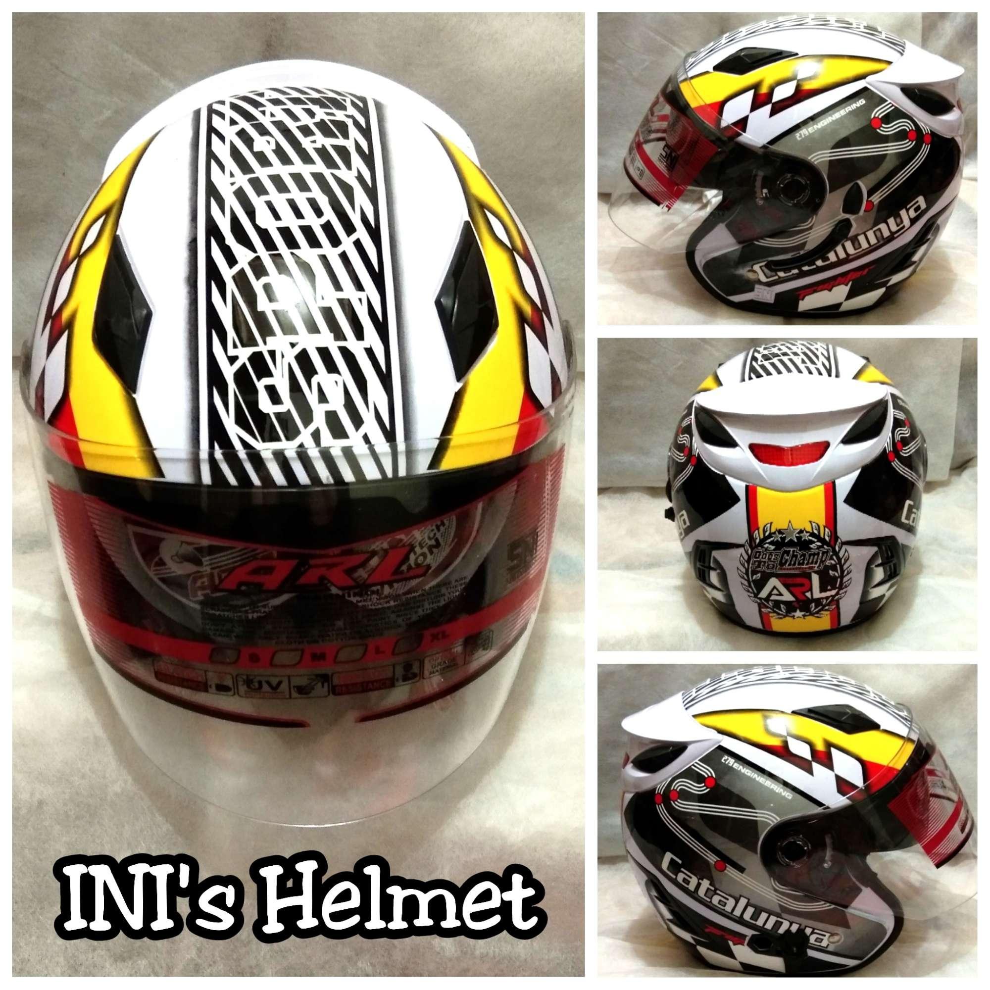 Helm Double Visor (2 Kaca) ARL Motif Putih Sport Catalunya - SNI - INI's Mart Jakarta
