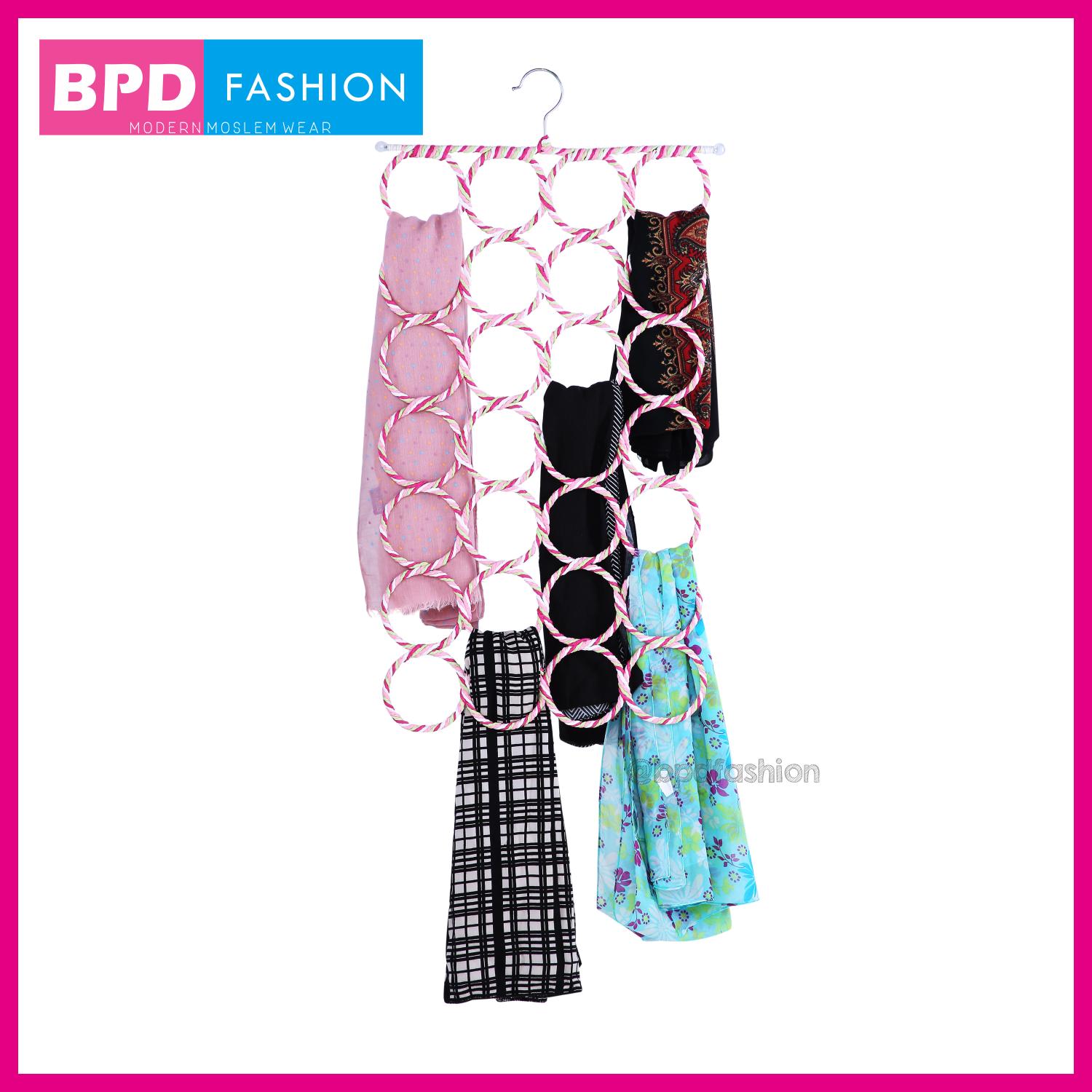 BPD Hanger Gantungan Jilbab Hijab Kerudung Pasmina Khimar Organizer 28 Ring Origami