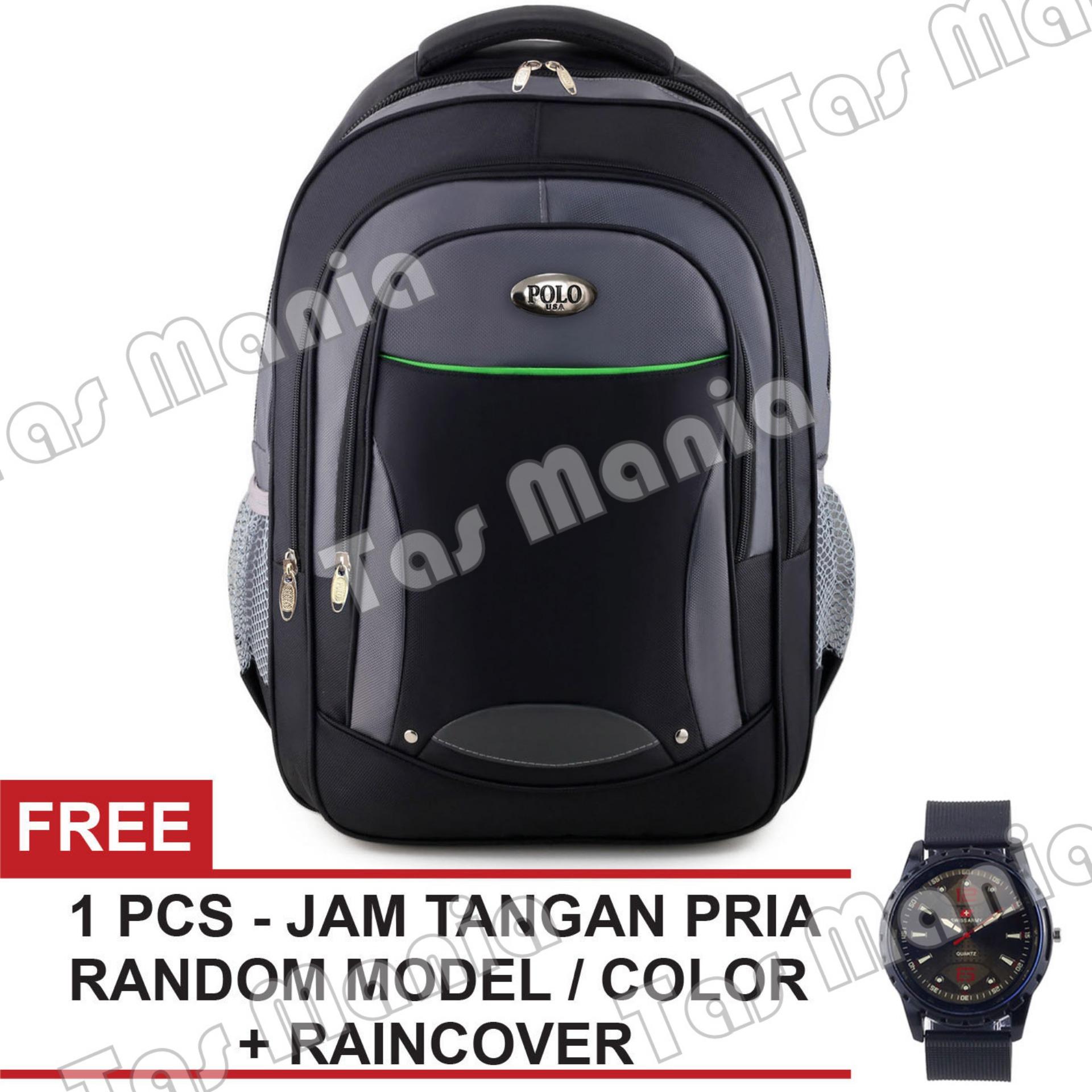 Tas Ransel Pria Polo USA Sheldrake Dailypack Tas Laptop Backpack - Black + FREE Jam Tangan Pria Promo Diskon Polo Classic Milano Real Polo Power Original Alto Eiger Bodypack Consina Xiaomi Asus Palazzo Polo Team Kuliah Termurah Terlaris Best Seller
