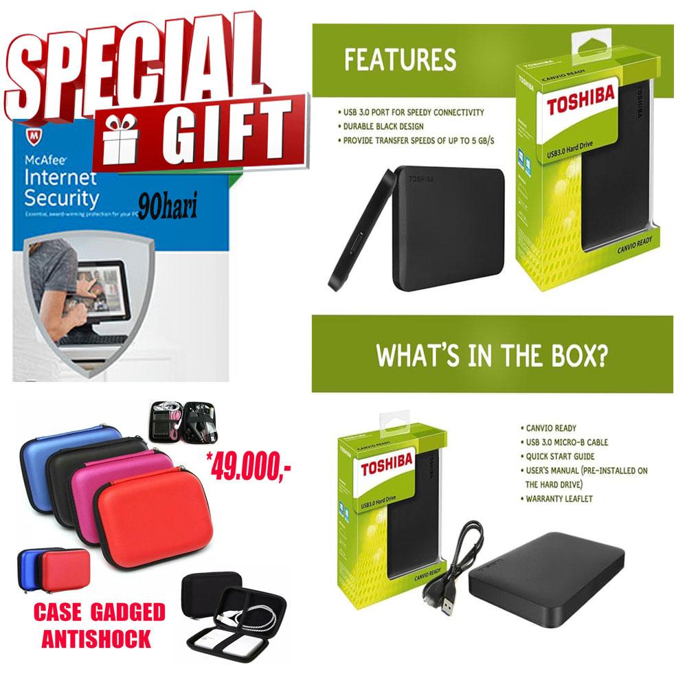 Toshiba Canvio Ready 1TB - External Hard Disk / HDD + Gratis Case ANTISHOCK