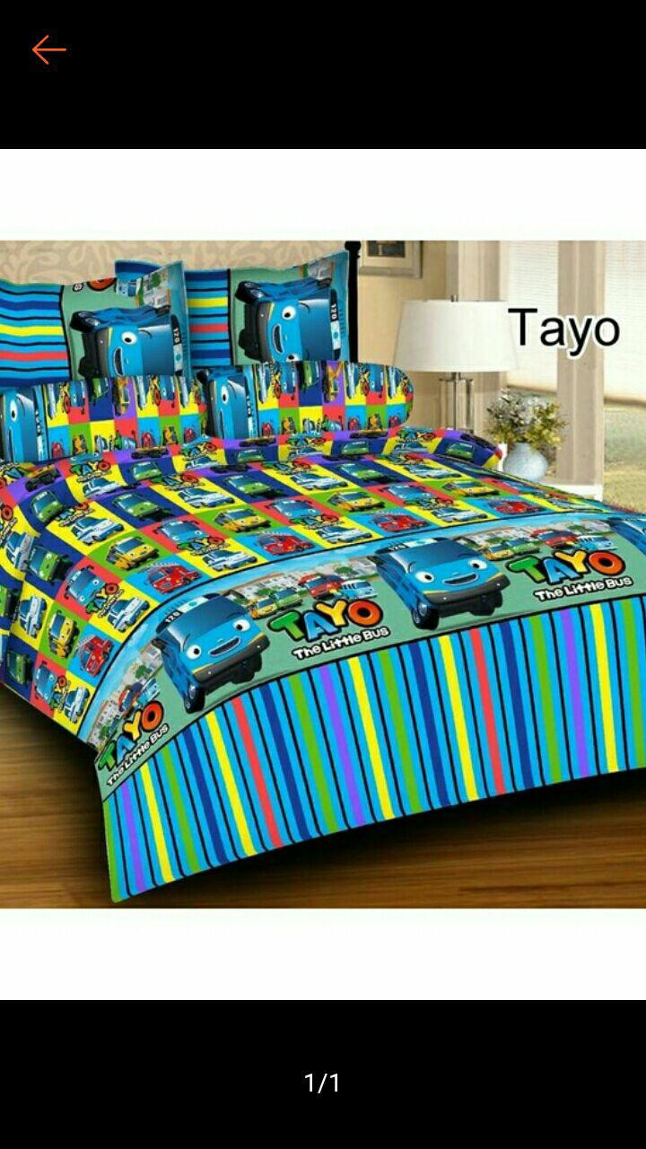 Sprei karakter Tayo ukuran Super King ( 200x200x20 )