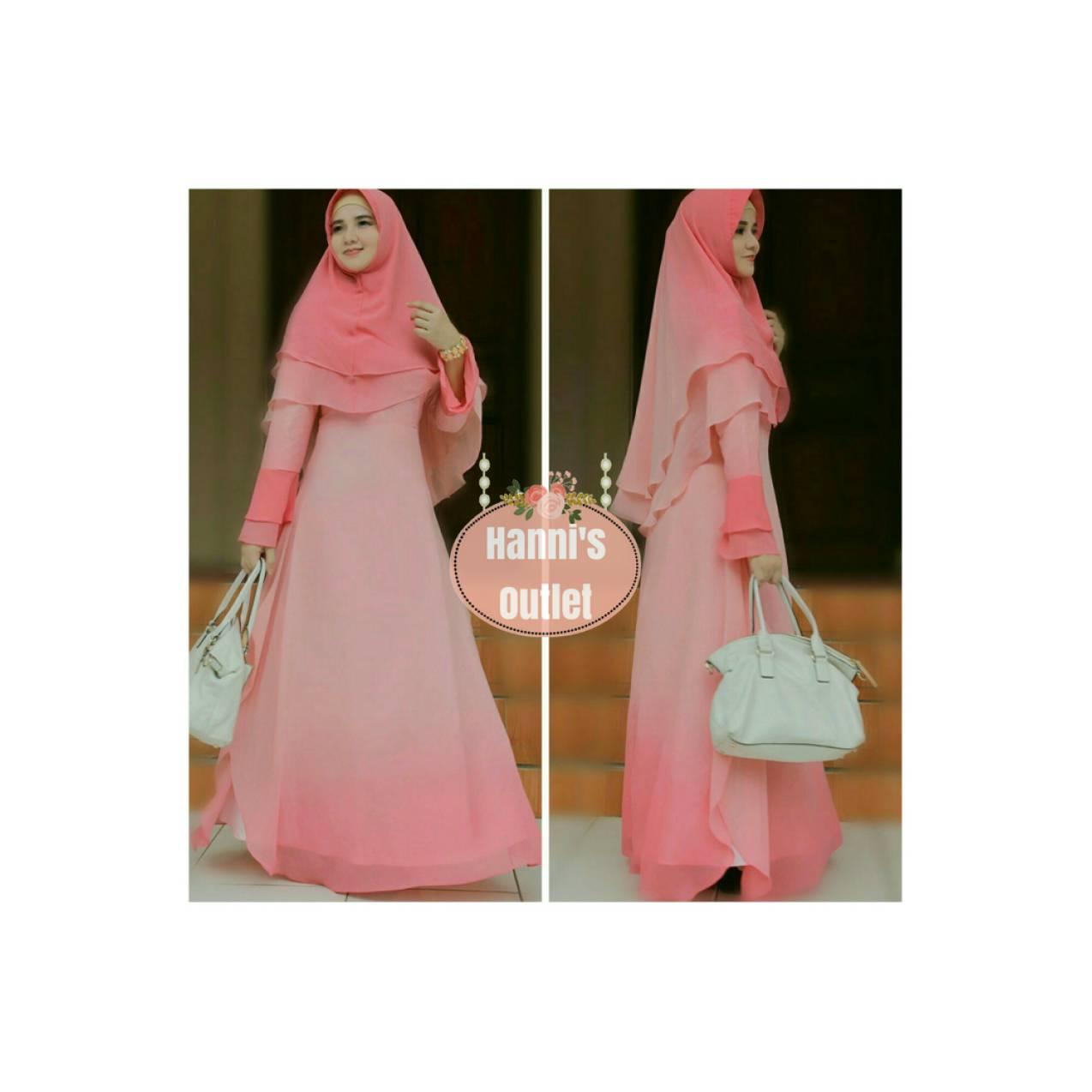Gamis ARTIS RATNA Dress cantik Gamis Syari Pink Gradation full cerruty