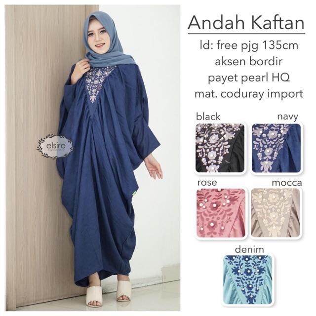 ANDAH KAFTAN Gamis Maxy Fashion Muslim Wanita Batik Panjang Jumbo Murah Yosheviens Elsire (BLACK)