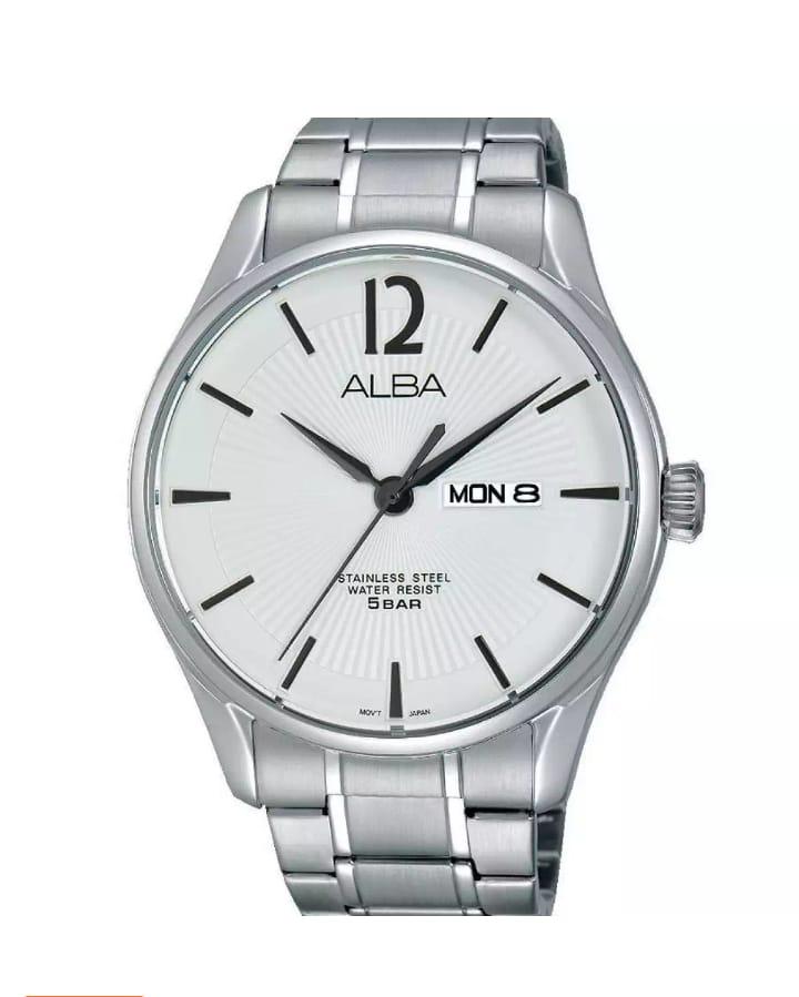ALBA Jam Tangan Pria - Stainless Steel Strap - Quartz Movement - White Dial Patern - AV3295X1
