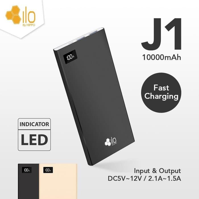 Best Seller Hippo Ilo Power Bank J1 10000 mAh Fast Charging - Black