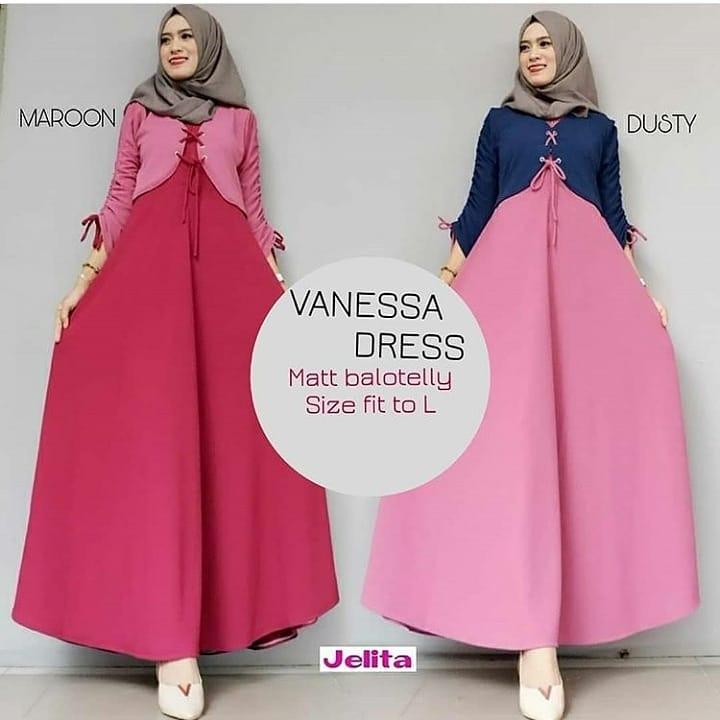 Gamis Vanessa Dress Balotelly Baju Wanita Panjang Muslim Casual Wanita Pakaian Hijab Modern Baju Gaun Pesta Modis Trendy Baju Model Terbaru 2018