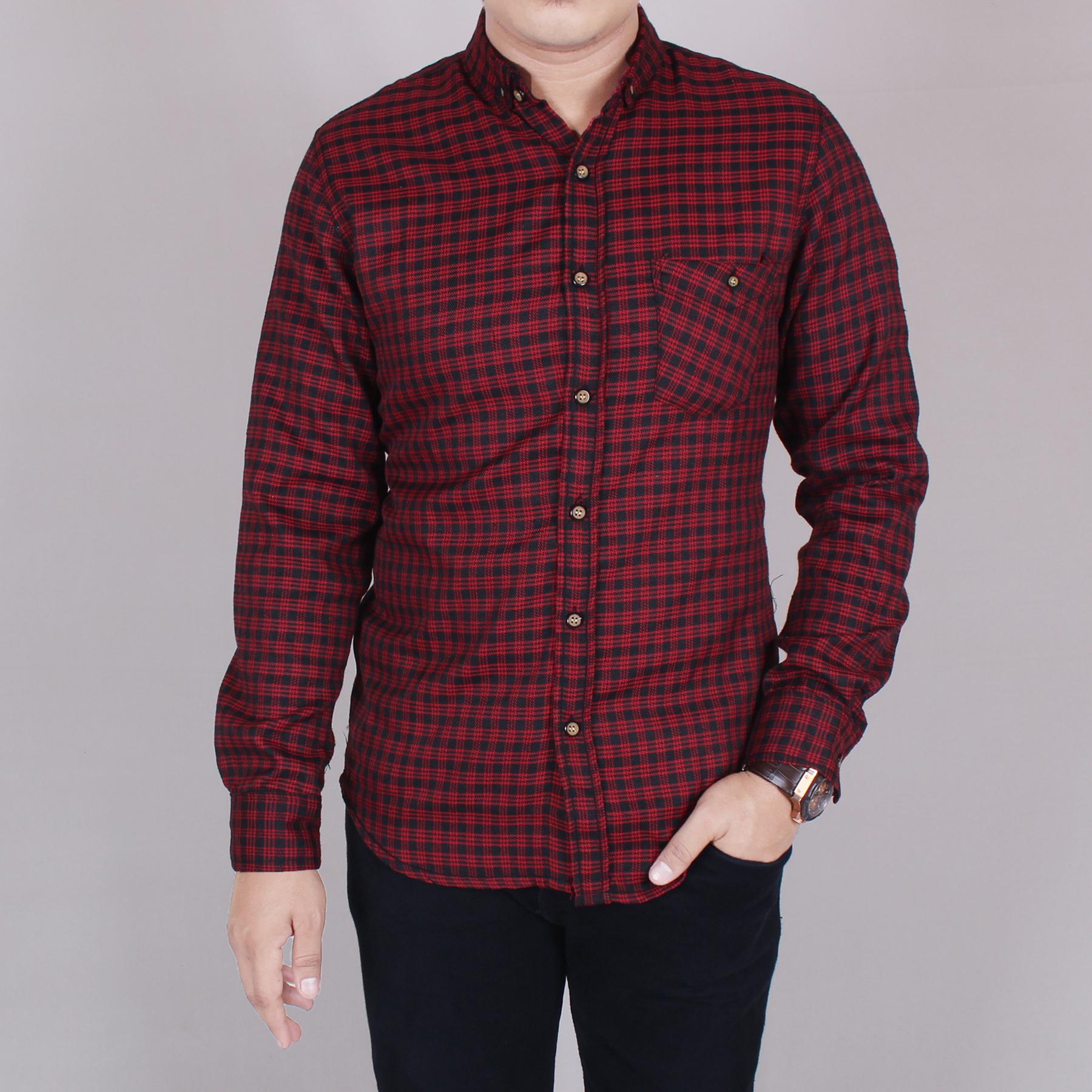 Zs_Fashion 6024 Kemeja Flanel Exclusive Pria Lengan Panjang Baju Kemeja Flanel Cowok Kerja Kantoran Flanel Distro Motif Kotak-Kotak