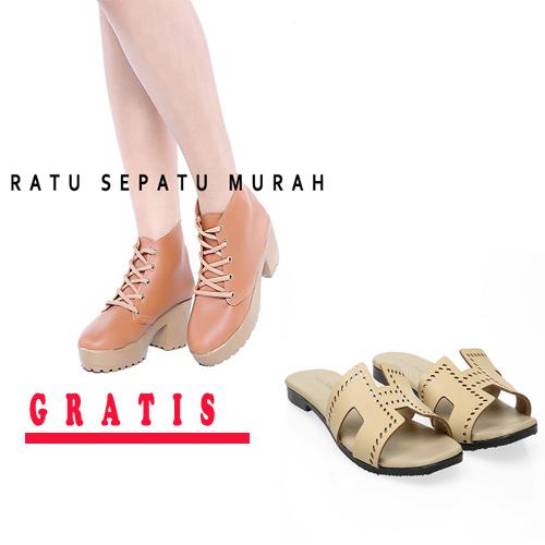 RSM Fashion wanita / sepatu/ sepatu wanita / sepatu wanita terbaru / sepatu / sepatu cewek / sepatu wanita terbaru / sepatu/ sepatu wanita Boot S356 Tan Free Sendal S389B Brown