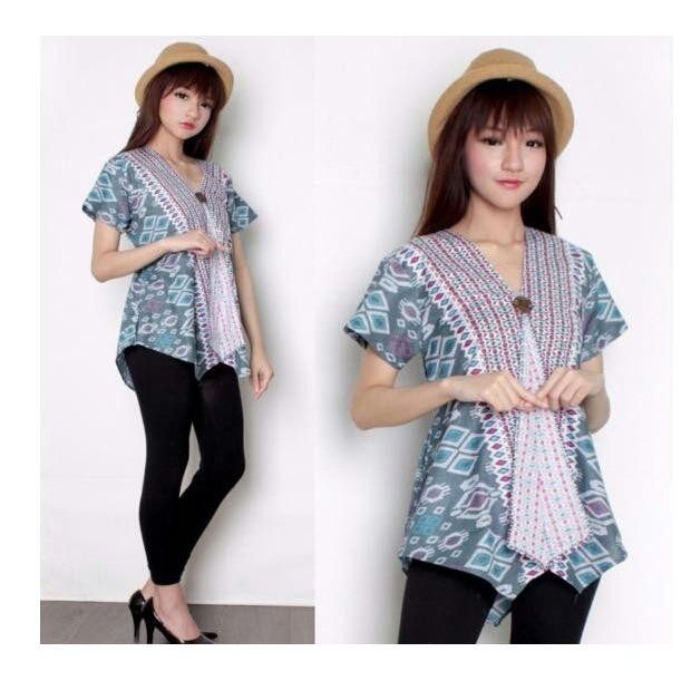 Miracle Atasan Blouse Sisil Kemeja Lengan Pendek Batik Wanita