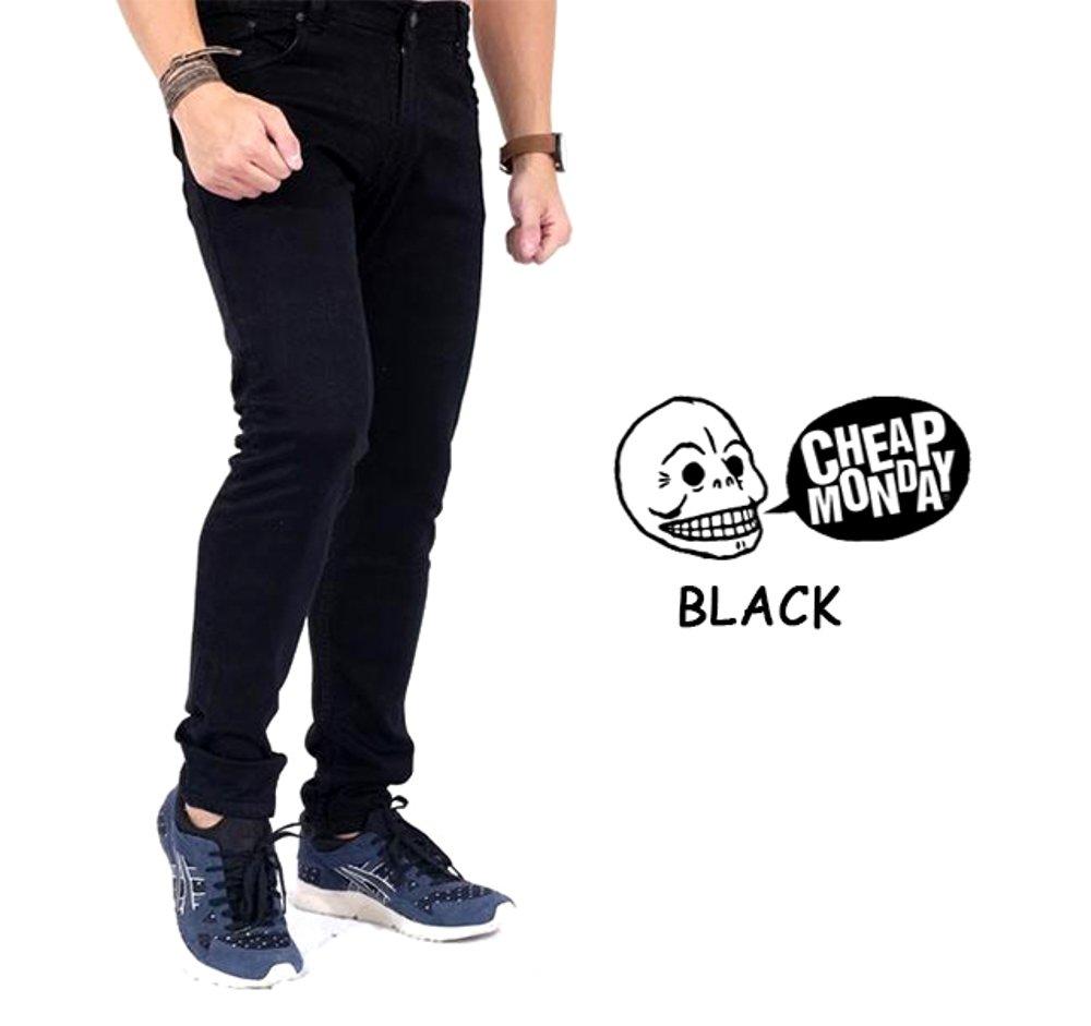 Celana Jeans pria Skinny Denim Full Black