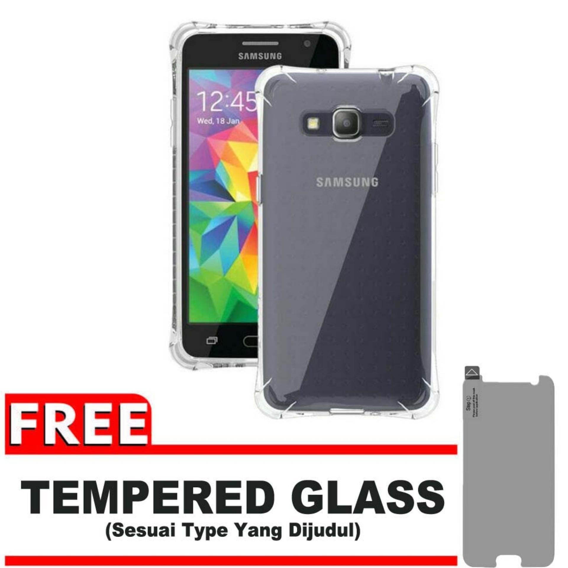 ShockCase for Samsung Galaxy Grand Prime / Plus / G530 / LTE / Duos | Premium Softcase Jelly Anti Crack Shockproof - Gratis Free Tempered Glass Protector - Transparan