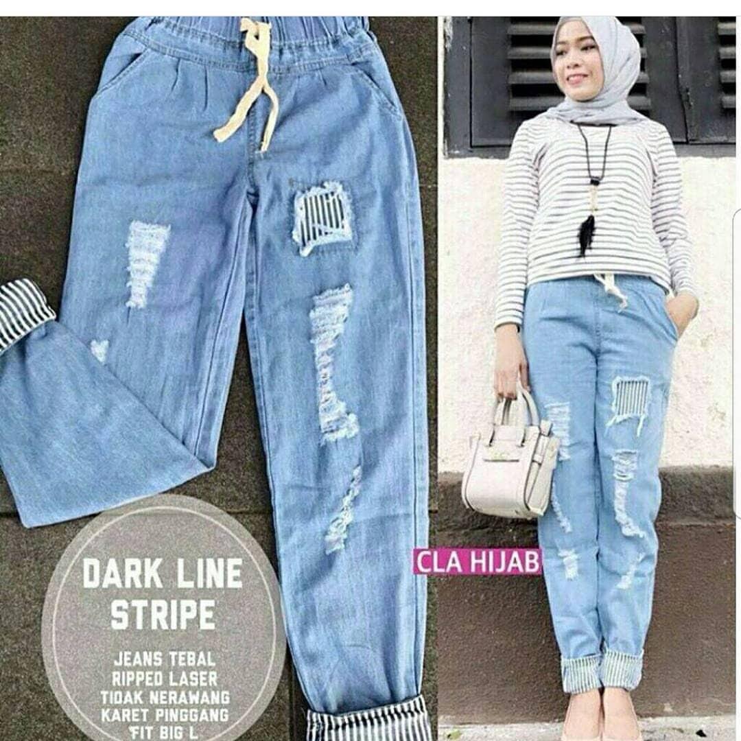 OEM Baju Original Darkline Pants Jeans Celana Panjang Cewek Kulot Wanita Muslim Joger Muslimah Murah Simple Trend 2018