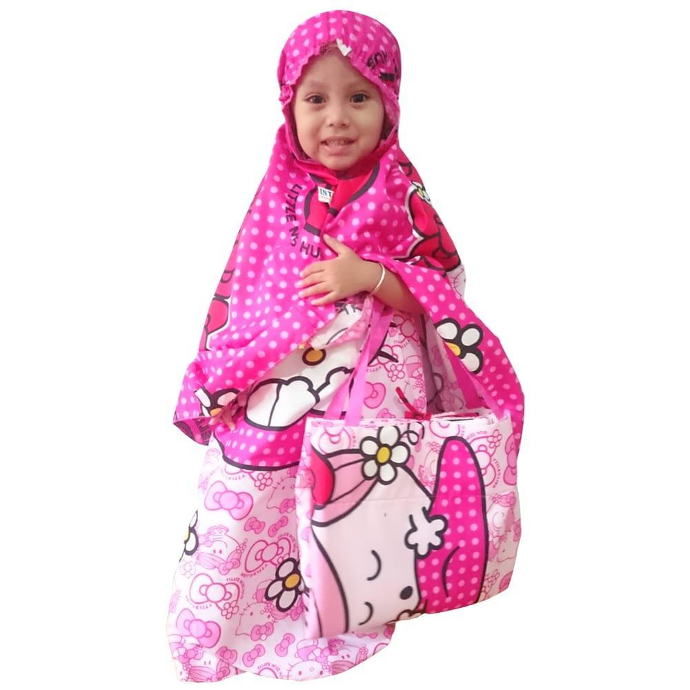 Kelinci Acc - Mukena Anak Karakter Kartun Hello Kitty Dan Sajadah - Umur 2Th Sampai 10Th_(Pink) - 2793
