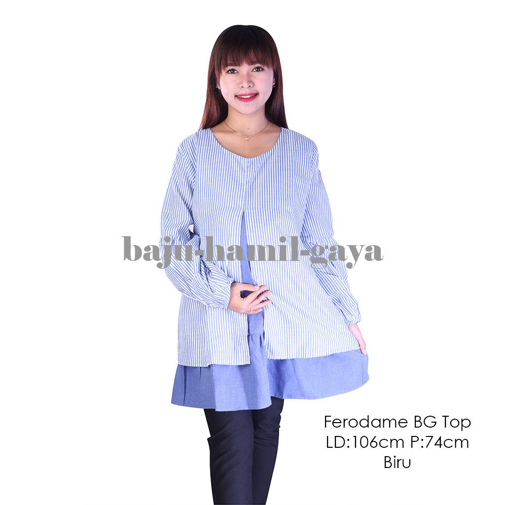 Baju Hamil Gaya - Atasan Hamil - FERODAME BG TOP BLUE - Atasan Menyusui / Baju Wanita Hamil / Baju Ibu Hamil Murah / Baju Hamil Murah / Baju Hamil Harga Murah / Baju Hamil Pesta / Baju Hamil Santai / Baju Hamil Kerja / Baju Kerja Hamil / Wanita / Laris