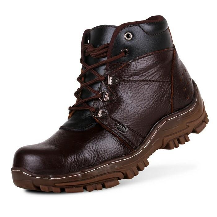 sepatu boots safety gunung hikking tracking kulit asli 100% sepatu pria