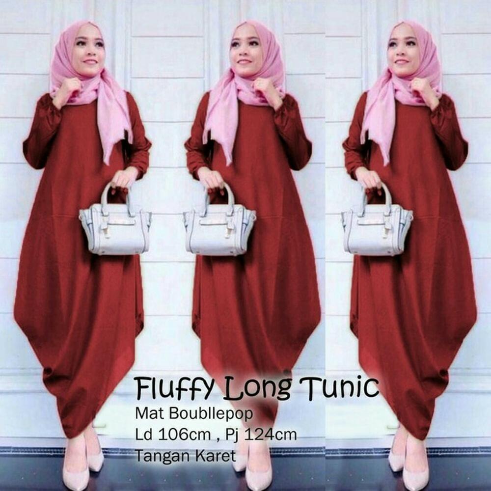 Baju Muslim Original Blus New Fluffy Tunik Blouse Baju Panjang Wanita Pakaian Modis Casual Modern Baju Kerja Trendy Terbaru 2018