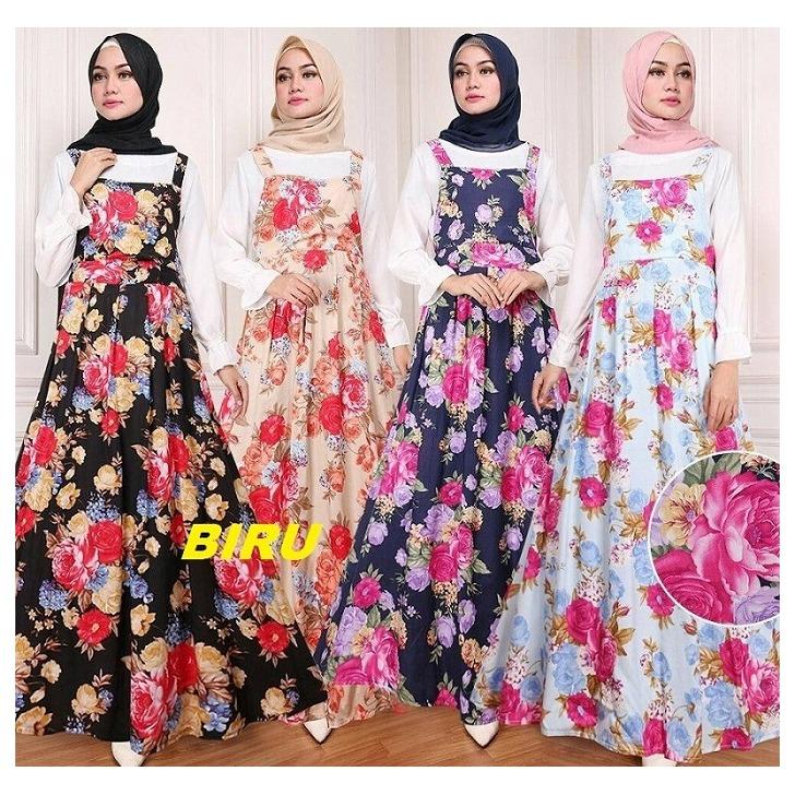 CGF Fashion - Baju Maxy Dress Muslim Wanita AshalinaBahan Katun Kembang + Wollycrepe