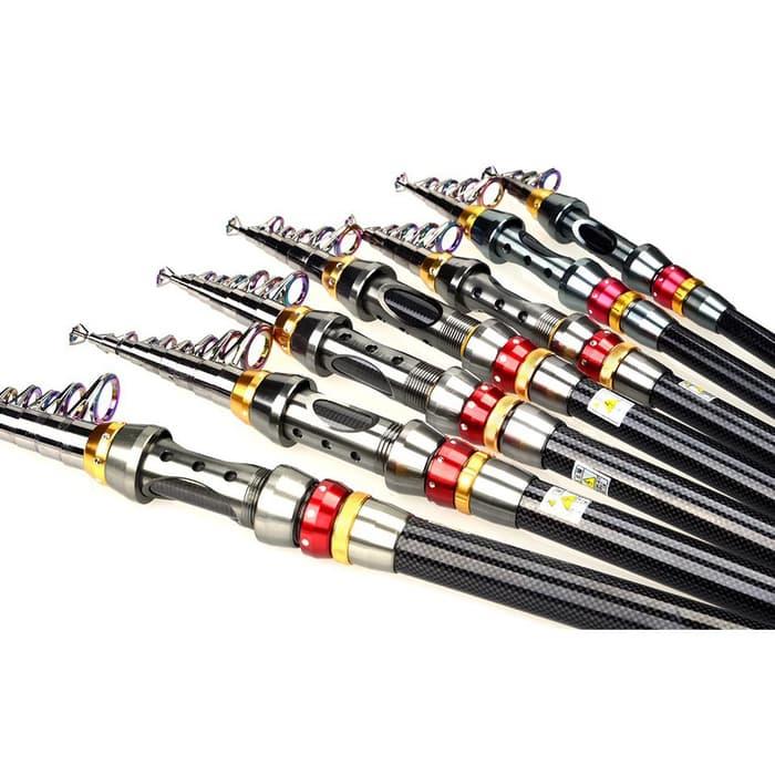 HARGA SPESIAL!!! Joran Pancing Fiber Telescopic 2,4Meter 6 Segment, warna Hanya Hitam - vyVE6f