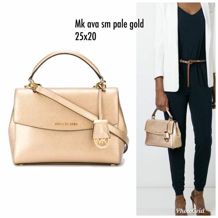 Hemat 10%!! Tas Michael Kors Original Michael Kors Ava Small Pale Gold - ready stoC-K