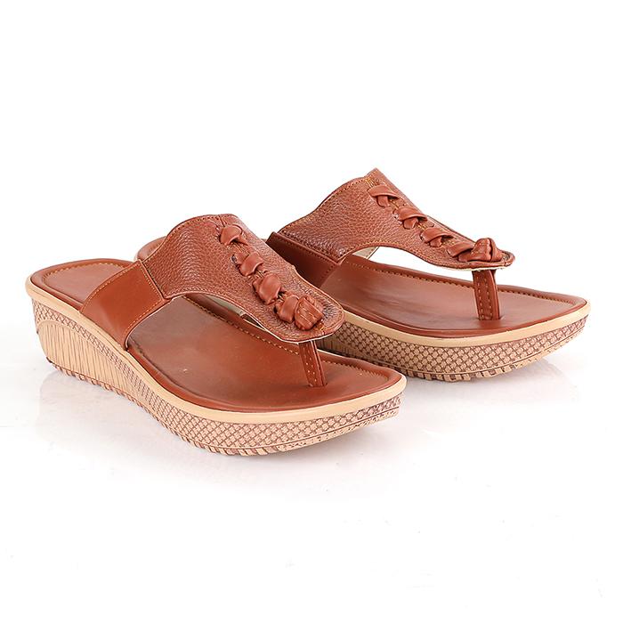 Blackkelly LAN 245 Sandal flat wanita - bahan Pu-pvc - sol tpr - 4cm murah dan berkualitas (tan)