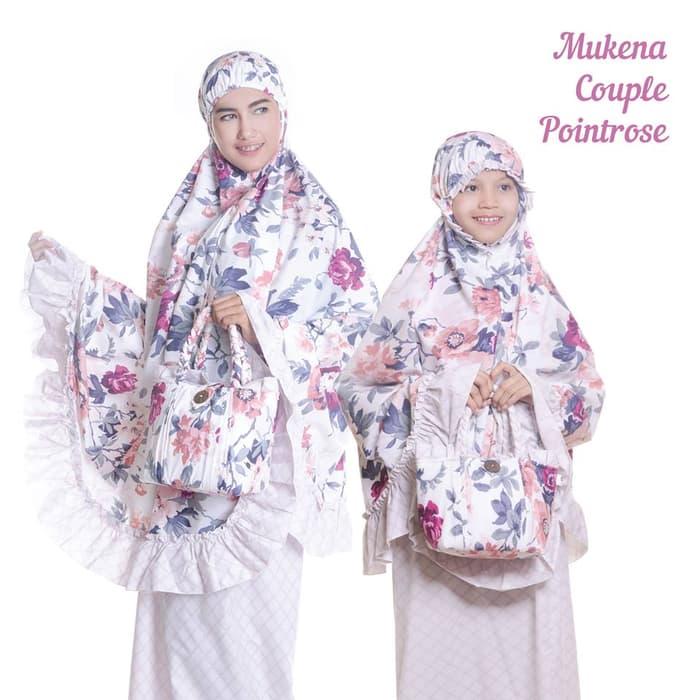 MUKENA COUPLE (IBU+ANAK) KATUN JEPANG BUNGA POINTROSE / perlengkapan ibadah / mukena murah / mukena terbaru / mukena elegan / mukena wanita terbaik