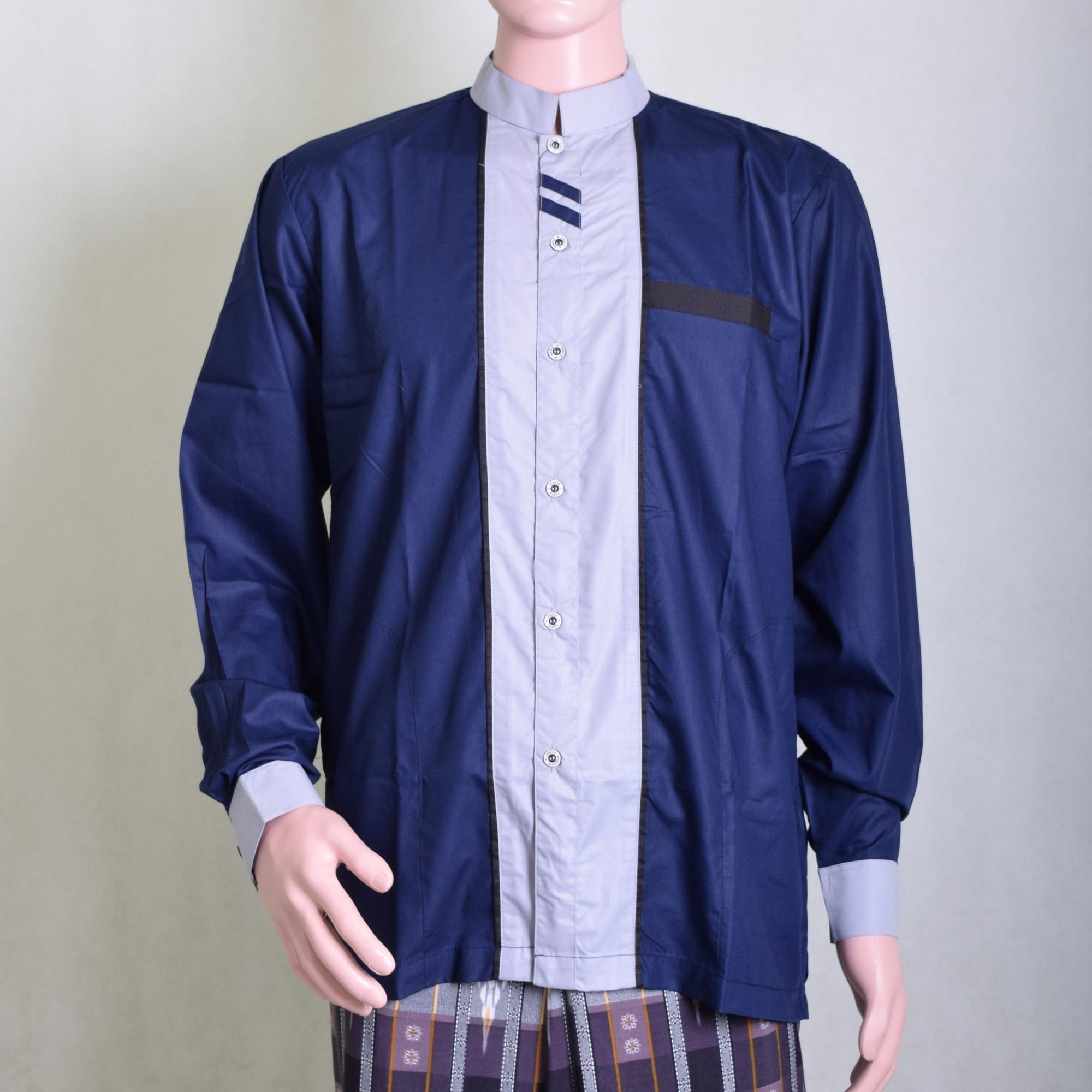Harga Jual Baju Koko Pria Biru Termurah Baju Koko Pria Biru Dongker Kombinsi Abu Abu Keren dan Berwibawa