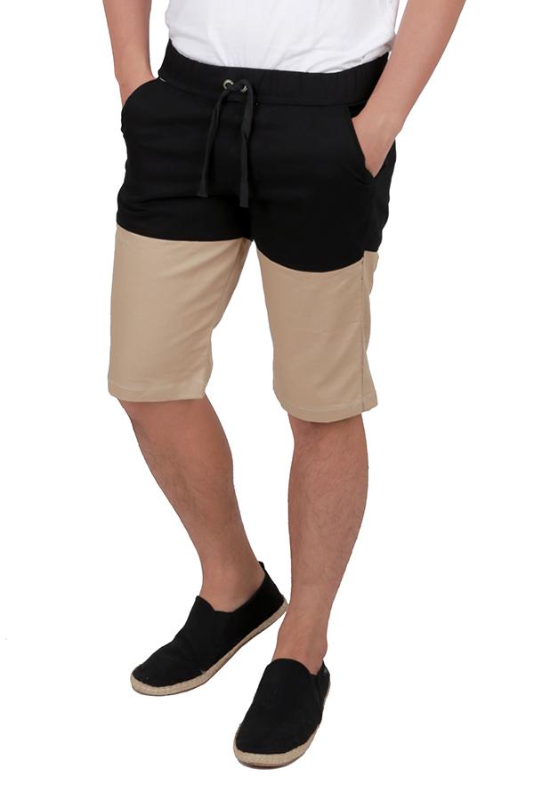 Elfs Shop - Celana Pendek Pria Short Pants Chino Jogger Twill  2Tone Black