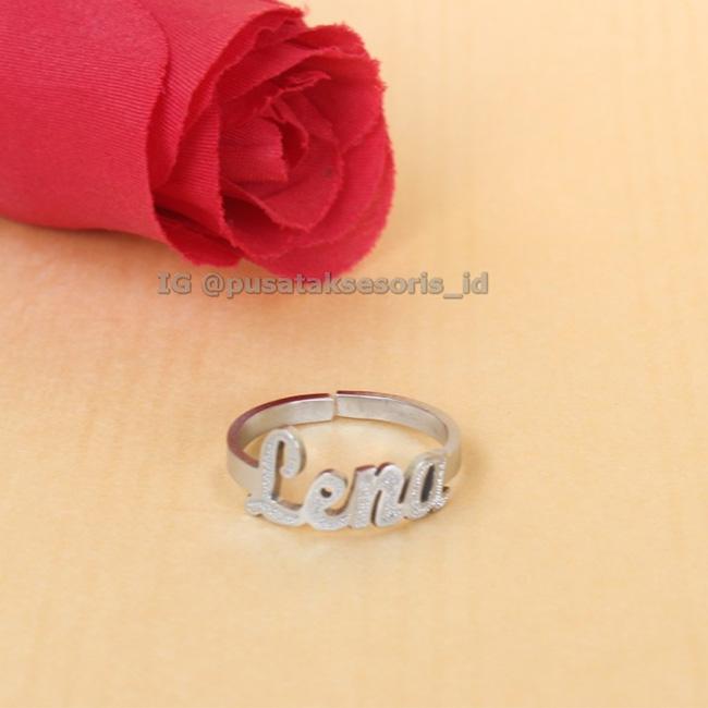 Jual Cincin Nama Silver Titanium Bisa cetak sesuai nama sendiri