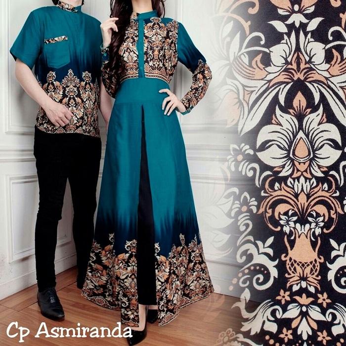 BajuReady 13607 C32 BAJU COUPLE PASANGAN KELUARGA BATIK MODERN SARIMBIT KEMEJA HEM PRIA COWOK KOKO LENGAN PENDEK PAKAIAN MUSLIM WANITA CEWEK MAXI MAXY DRESS PANJANG BUSANA PESTA KONDANGAN LEBARAN JAMAN ZAMAN NOW KEKINIAN BAHAN KATUN TERBARU