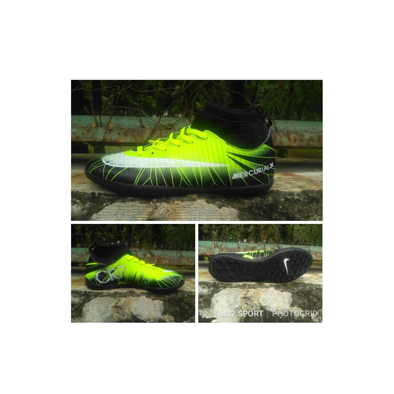 Sepatu futsal nike mercurial X cr7 hitam kombinasi stabillo superfly