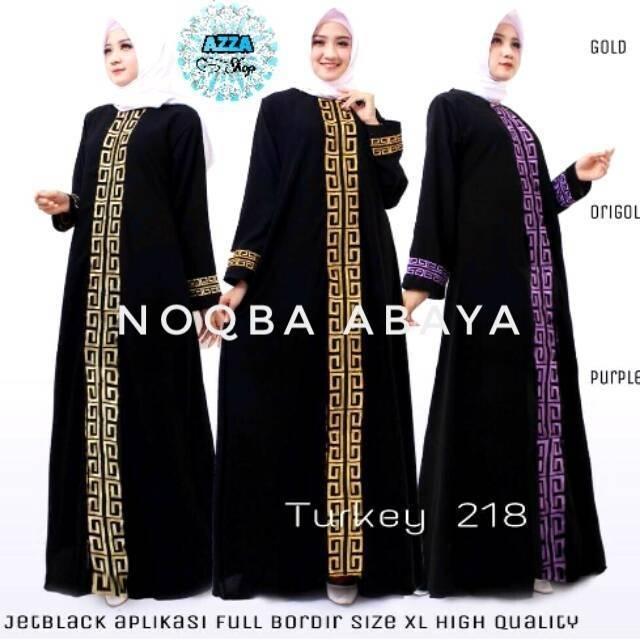 Abaya Gamis Jubah Maxi Dress Arab Saudi Turkey 218 Syari Hitam India Mewah Pesta Oleh Haji Umrah (S Gold)
