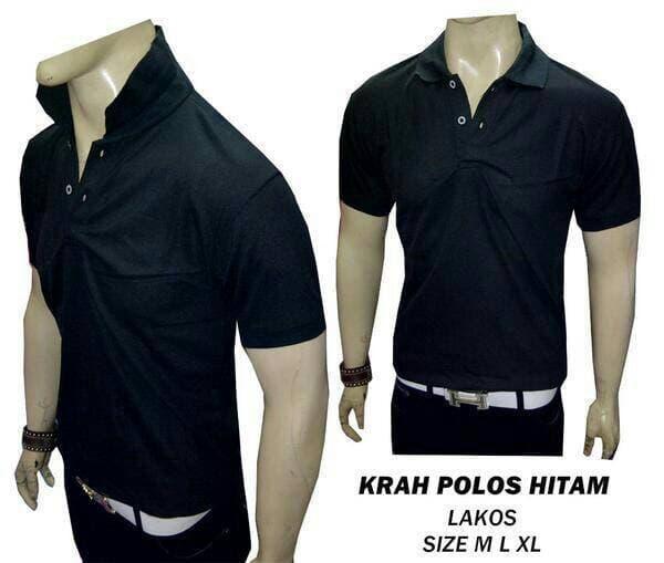 HARGA PROMO!!! kaos kerah hitam polos bahan polo lacoste halus - c1Nv2x