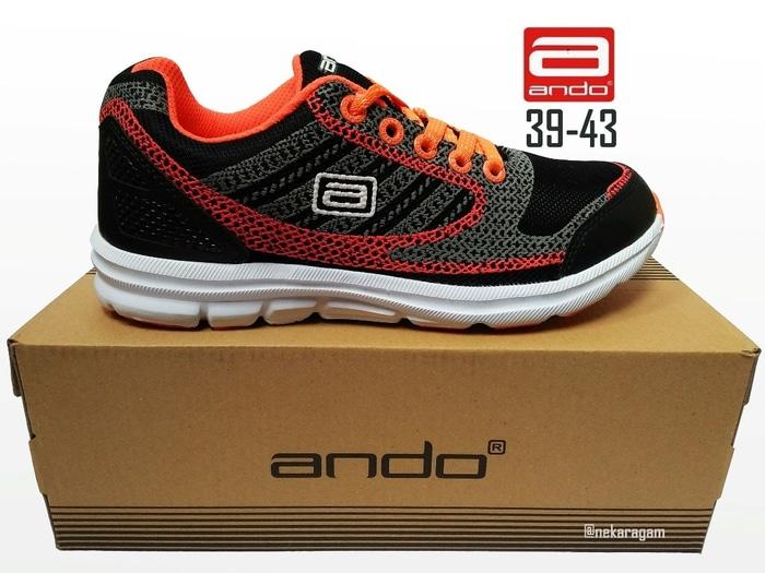 HARGA SPESIAL!!! SEPATU SPORT RINGAN ANDO MARATHON HITAM ORANGE SEPATU OLAHRAGA RUNNING - 8iylE0