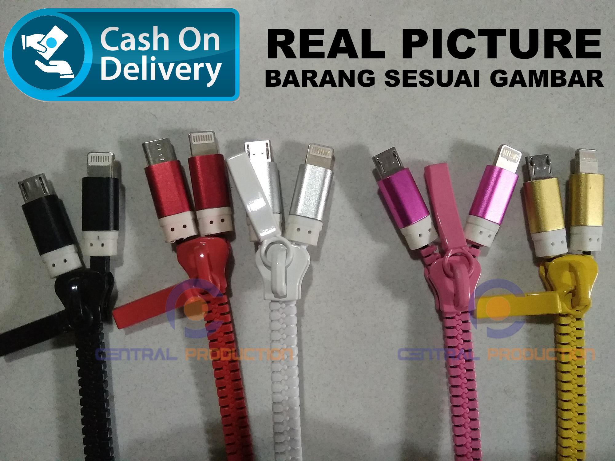 Kabel Data Zipper/Model Resleting 2in1 for Android dan Iphone Terlaris Termurah