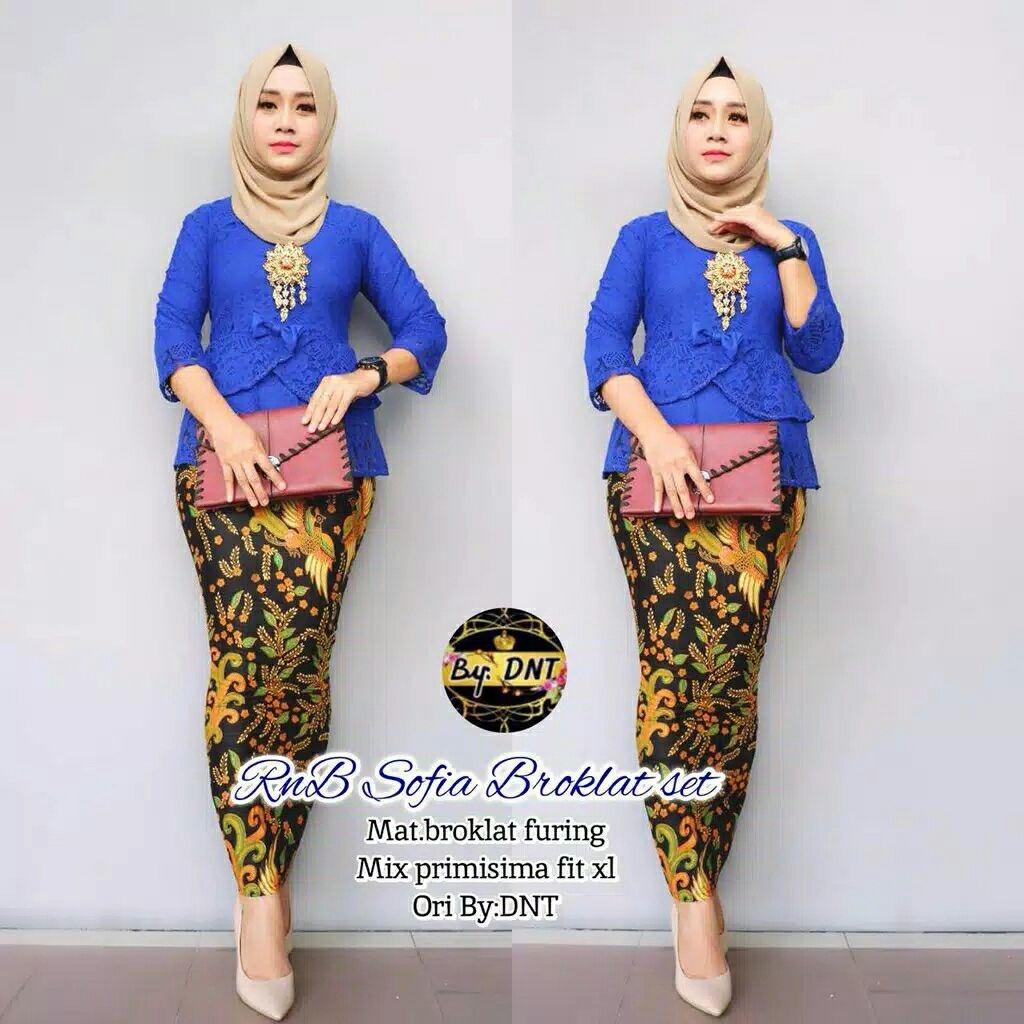 Setelan Batik Kebaya Brokat Kombinasi Batik Kebaya Modern