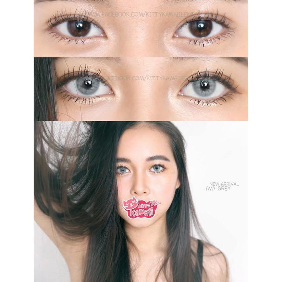 Original Softlens Kitty Kawaii Mini Ava Gray Grey Abu Abu Murah