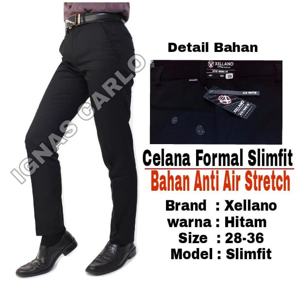 IGNAS CARLO- Celana Pria Kerja Kantor Formal Panjang Casual Slimfit Waterproof 28-36 Xellano