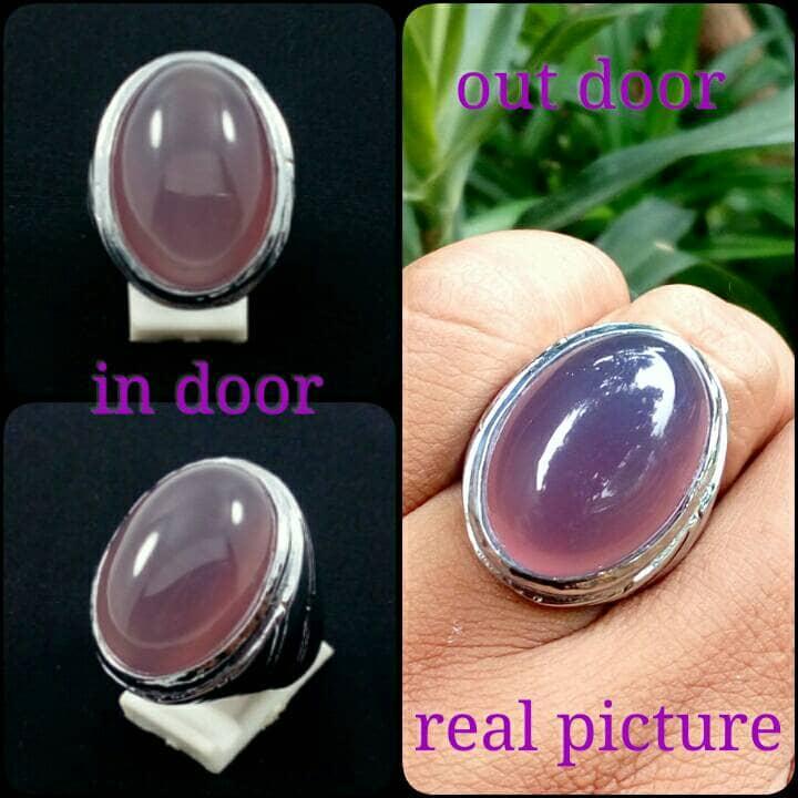 NEW Promo Perhiasan CINCIN BATU NATURAL LAVENDER JUMBO MUMBUL DGN RING TANAM ANTI LUNTUR Murah