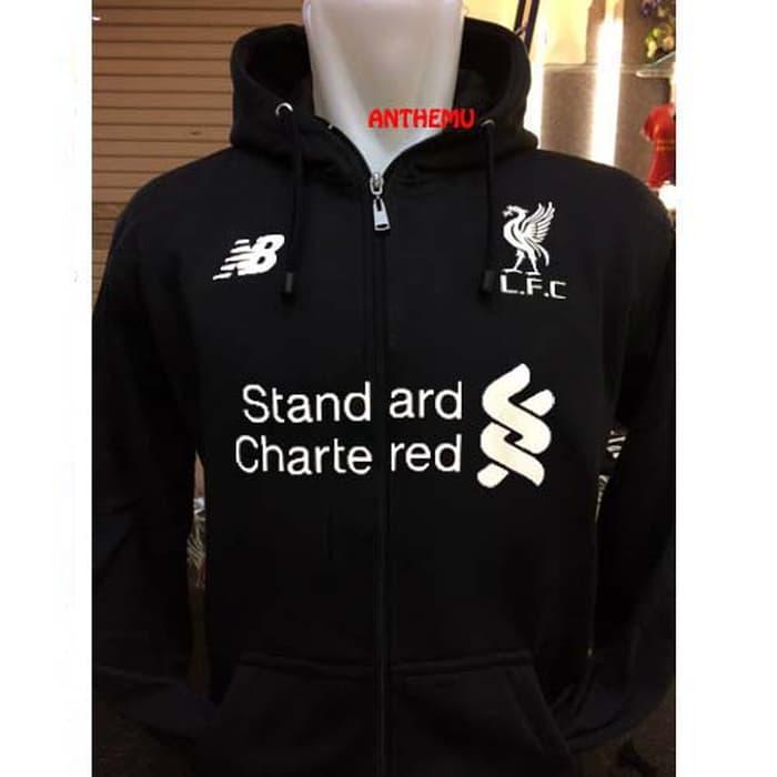 Hoodie Bola Hitam LIVERPOOL Sweater Jaket Cardigan Polos Kaos