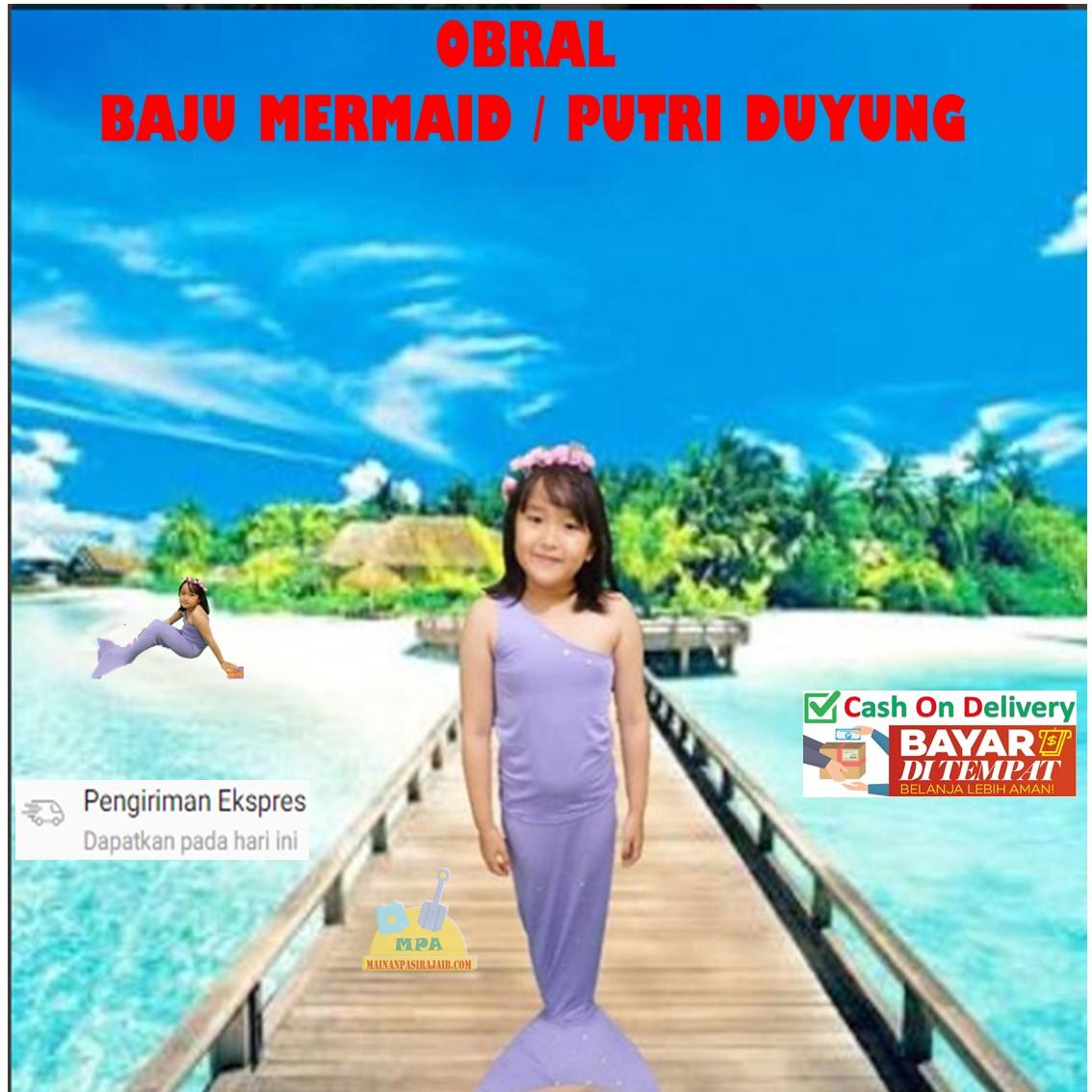 Baju Renang Baju Mermaid Lengan Pendek Baju Putri Duyung Kostum Mermaid Baju Anak Ekor Ikan