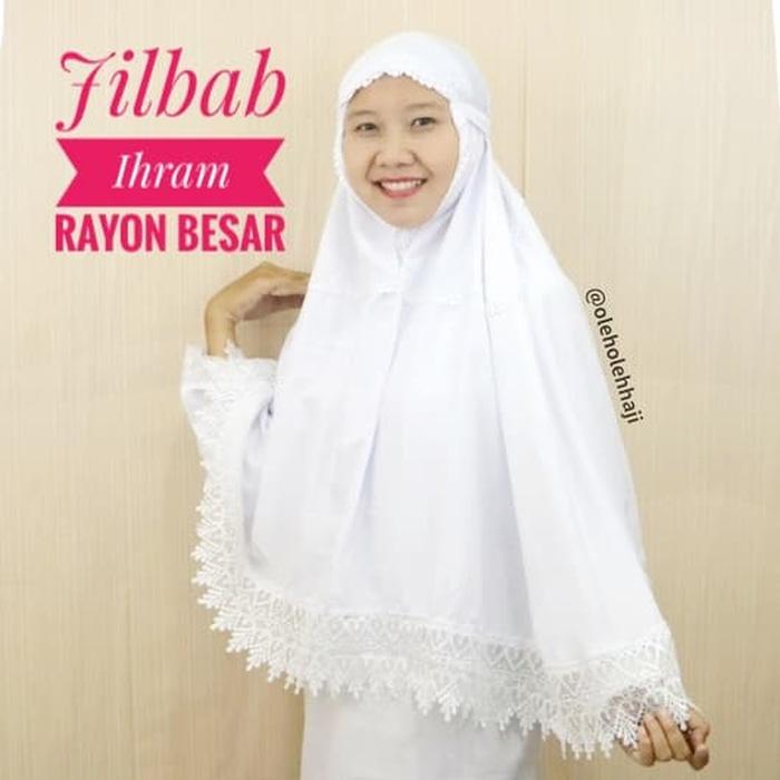 Jilbab Ihram Ihrom Putih Polos Rayon Besar Instan Perlengkapan Haji